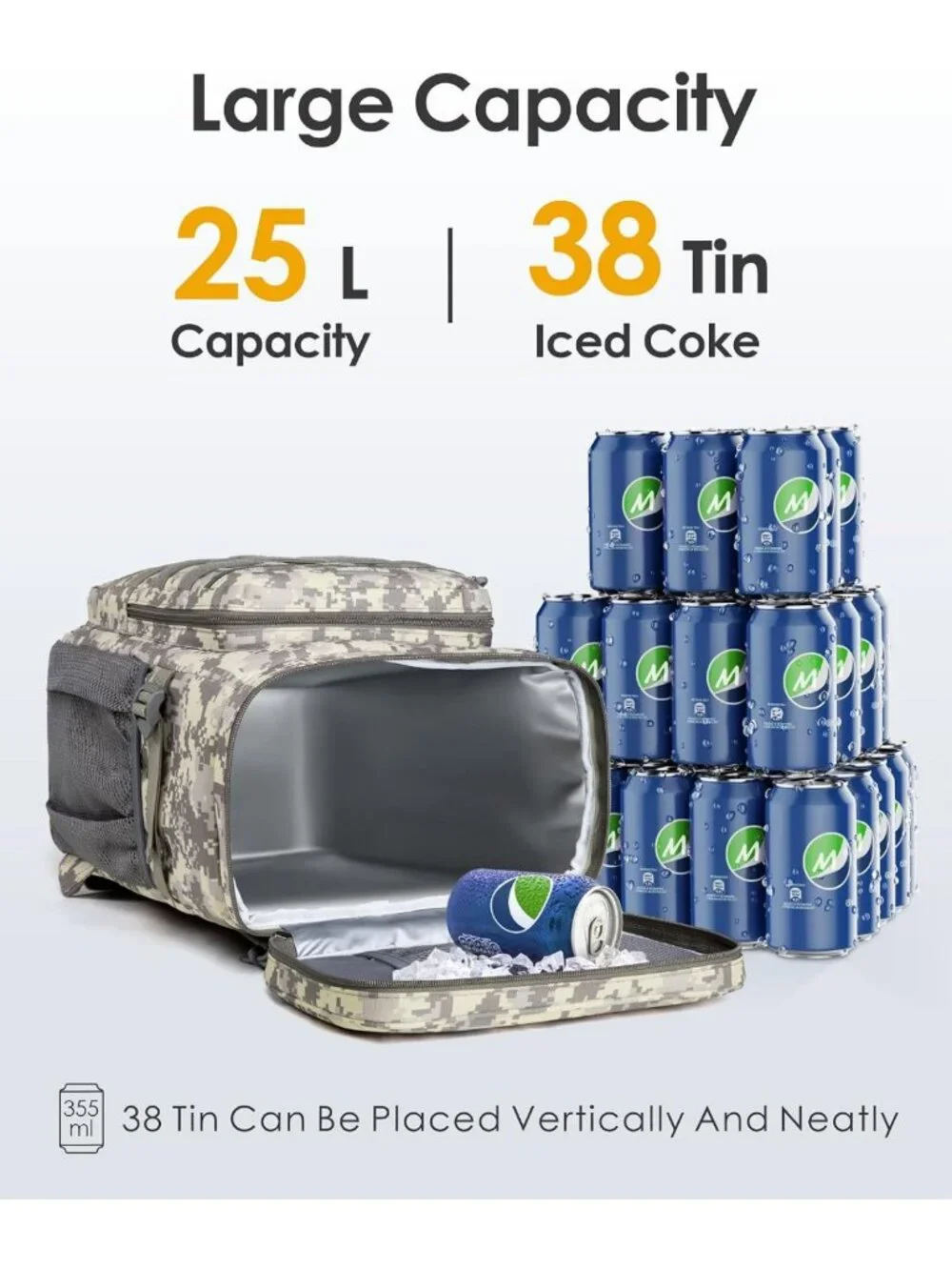 Insulated Tactical Cooler Backpack - 24L Leak-Proof Heavy Duty Lunch Bag for